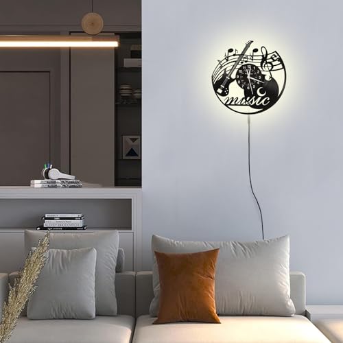 KingLive Music Vinyl Record Wall Clock - Music Room Decor, Led Variation