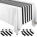 6 Pcs Black White Striped Plastic Table Runners for Halloween Festive Decor