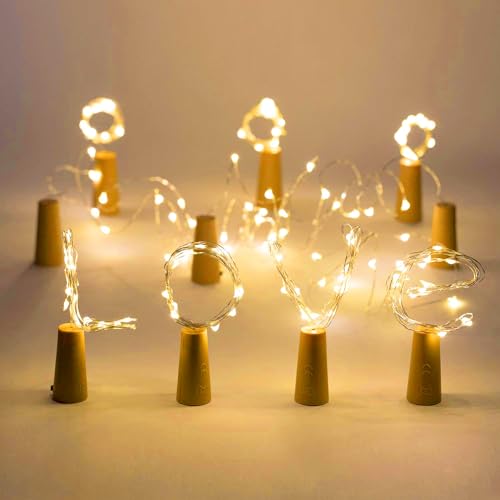 White 12 LED Wine Bottle String Lights with Cork - Waterproof Party Decor