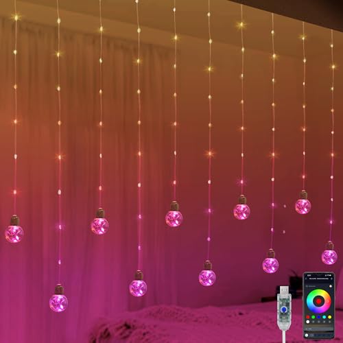 Color Changing USB Curtain Lights - RGB LED Fairy String with Remote App Control