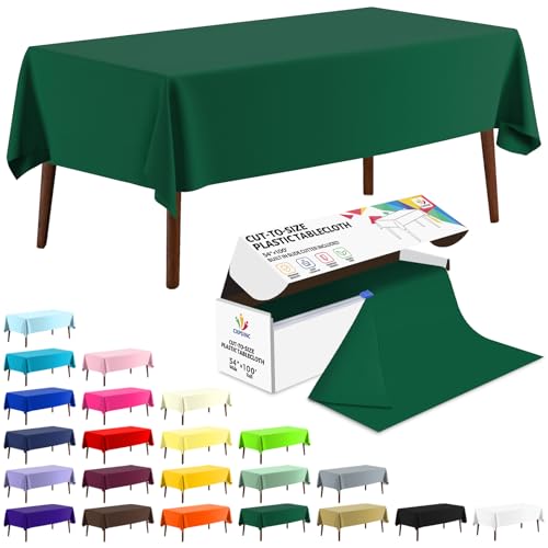 Green Plastic Table Cover Roll 54 x 1200 Inches Disposable Tablecloth for Events