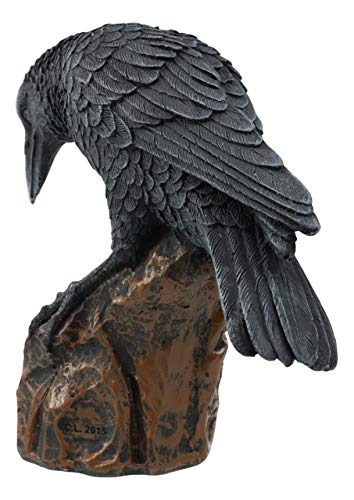 Gothic Raven Sculpture Figurine - Edgar Poe Inspired Bird Decor, 5 Inch