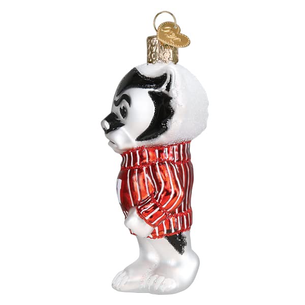 Wisconsin Bucky Glass Blown Ornament - Handcrafted Holiday Decoration, University Collection