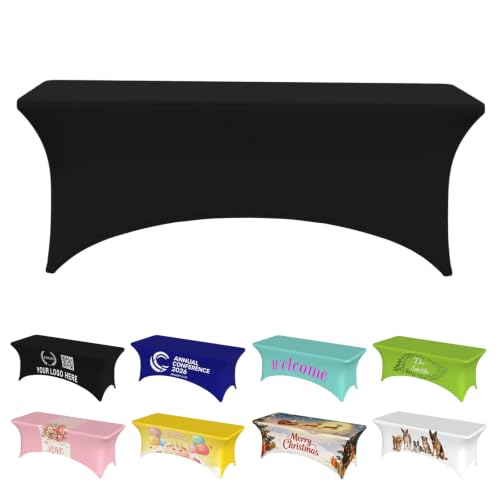 Allblack Custom Stretch Table Cover with Business Logo 72x30 Inches