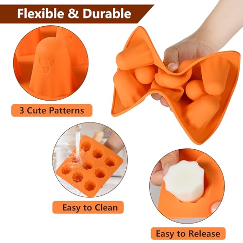 Halloween Ghost Silicone Molds 2 Pack - Non-Stick 3D Candy & Ice Cubes