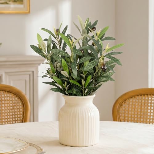 Artificial Olive Branches Set - 6 Pieces, 17.7 Inch Lifelike Faux Foliage for Home Decor