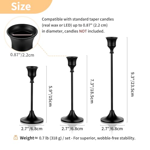 Halloween Candle Holder Set - Black Aluminum Taper Candle Holders for 6 Candlesticks - 2 Sets Included