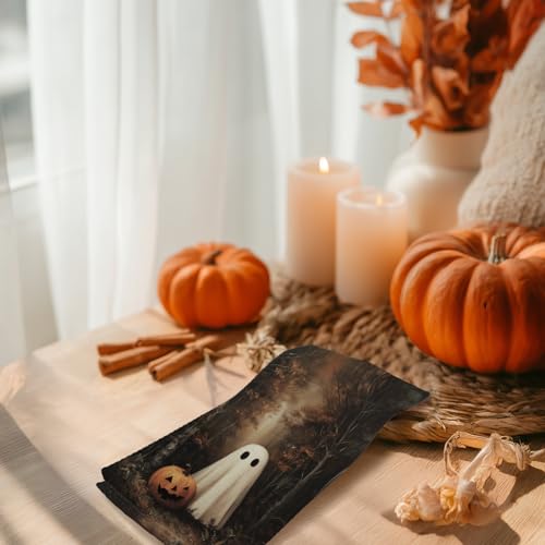 Halloween Ghost Pumpkin Kitchen Towel Set - Vintage Rustic Hand Towels for Bathroom & Kitchen - 16x24 Inch - Ghost Variation