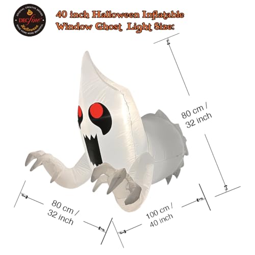 3 FT Inflatable Ghost Window Decoration with Lights - Indoor Outdoor Halloween Halloween Inflatable