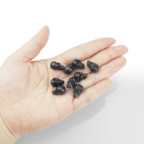 Mini Black Plastic Skull Decorations - 100 Count Halloween Skeleton Heads for Crafts & Party Decor