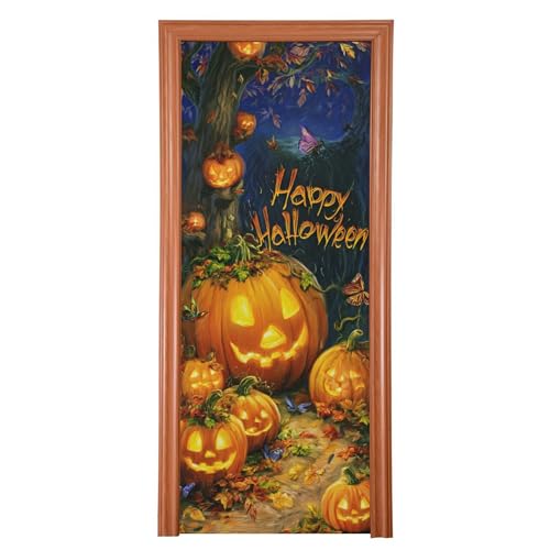 Halloween Door Cover 35x79in Stretch Fabric Porch Decoration - Pack of 1