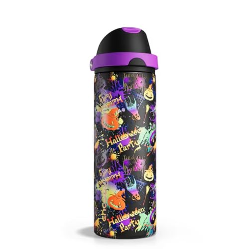 Insulated Stainless Steel Water Bottle with Straw - 24 oz, Ghost Party