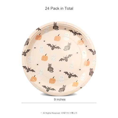 Halloween Party Ghost Bags & Pastel Paper Plates with Napkins - Decorations Supplies