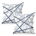 Abstract Line Art Navy Blue Throw Pillow Cases Pack of 2 - 18x18 Inches