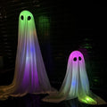 Outdoor Halloween Ghost Decorations Set - 36" & 18" Spooky Light-Up Ghosts with RGB Lighting & Timer