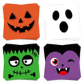 Halloween Paper Napkins Set - Orange Pumpkin Ghost Frankenstein Vampire 100pcs