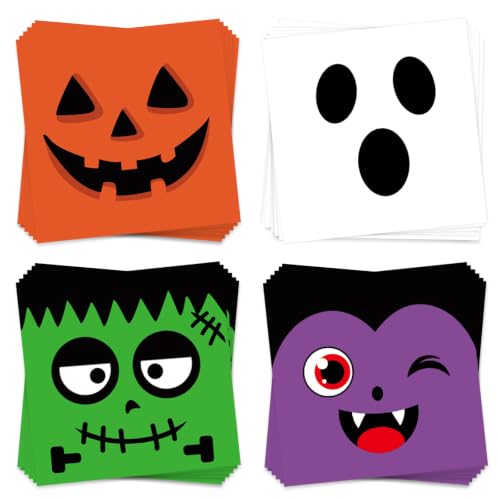 Halloween Paper Napkins Set - Orange Pumpkin Ghost Frankenstein Vampire 100pcs