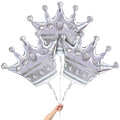 Silver Crown Balloon Set - 3 Extra Large Foil Party Decorations