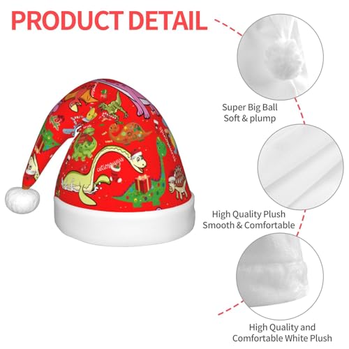 Unisex Dinosaur Pattern Christmas Hat - Black Kids Santa Xmas Headwear