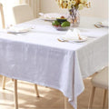 White Linen Tablecloth 60x84 Inches - Textured Dining Cover for Indoor & Outdoor Use