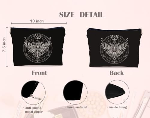 Moth Head Makeup Bag - Gothic Witchy Cosmetic Organizer for Women