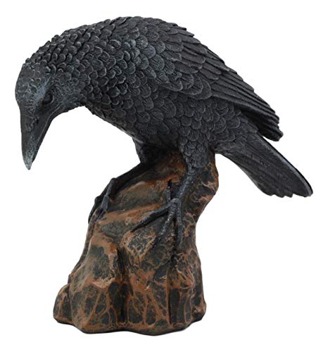 Gothic Raven Sculpture Figurine - Edgar Poe Inspired Bird Decor, 5 Inch