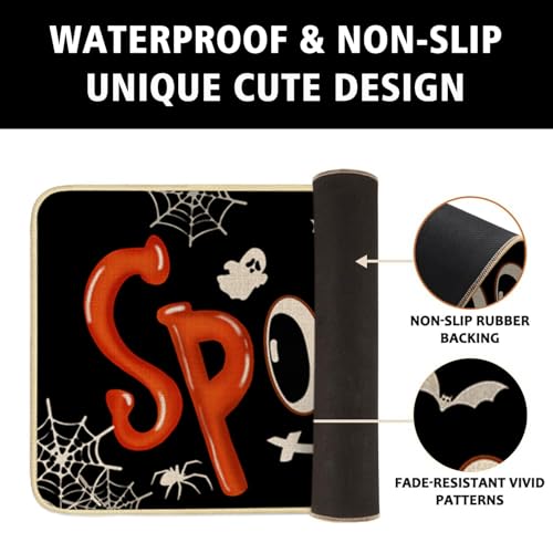 Halloween Spooky Kitchen Rugs Set of 2 - Ghost Floor Mats for Home & Decor