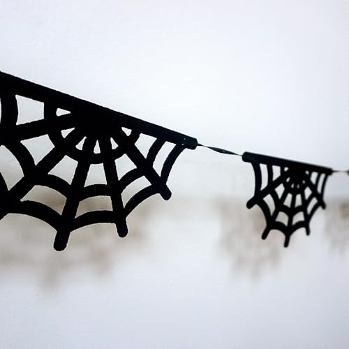 2 Pack Felt Spiderweb Garland Banner for Halloween Party Decorations