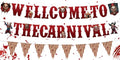 Halloween Circus Clown Banner Decorations - Creepy Garland Set for Party