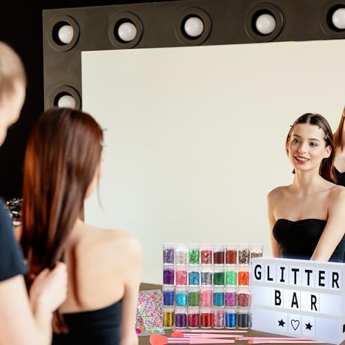 Glitter Tattoos Kit with Gem Stickers & Light Box for Parties & Makeup
