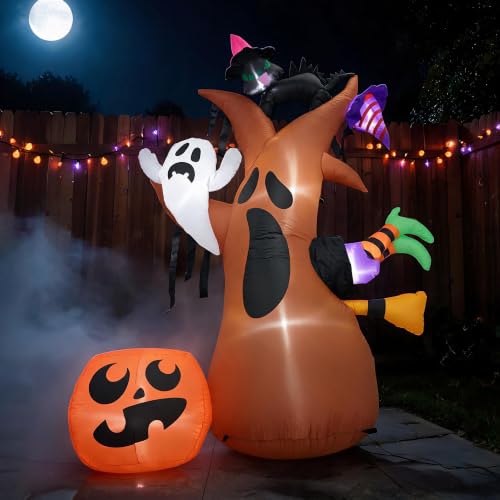 8FT Halloween Inflatable Tree Decoration with LED Lights Outdoor Yard Display
