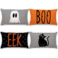 Multicolor Halloween Pillow Covers Set of 4 12x20 Inch Ghost & Cat Decor
