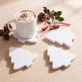 4pcs White Marble Christmas Tree Coasters - Holiday Drink Protectors with Silicone Feet - 4.7x3.9 Inches - Variation: White 2