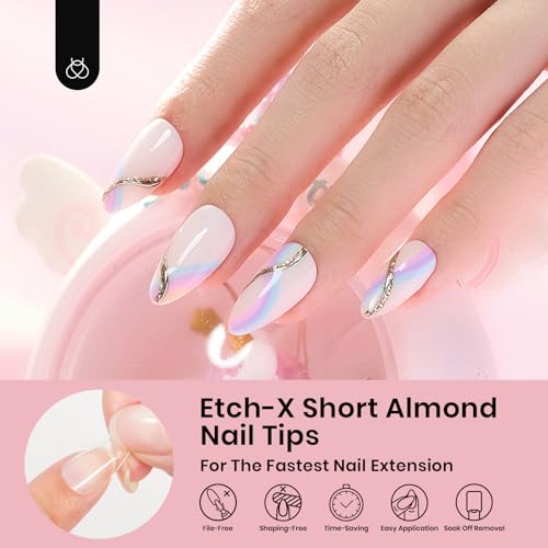 Etch-X Short Almond Soft Gel Nail Tips 288pcs - Natural Shape & Strong Adhesion