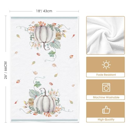 Blue Stripes Pumpkin Fall Kitchen Towels Set of 6 - 18x26 Inches