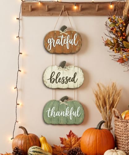 Putuo Decor Fall Pumpkin Wall Sign - Rustic Thanksgiving Door Decor
