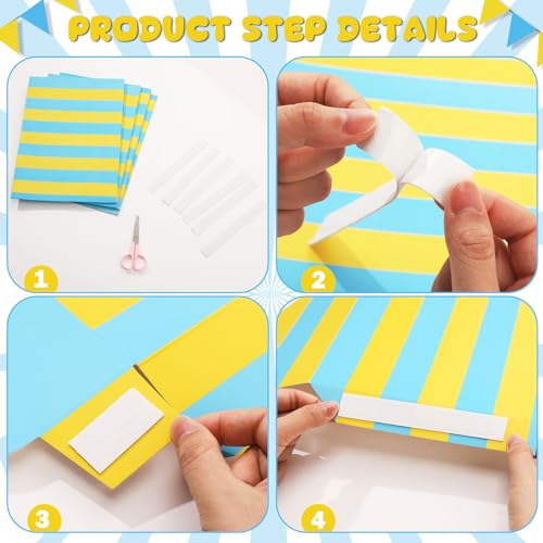 3D Circus Awning Wall Decor Set - Blue and Yellow Party Decorations, 4 Pieces