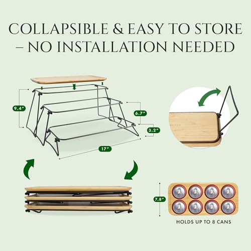 Bamboo Three Tiered Serving Trays for Party - Medium - FINESSY