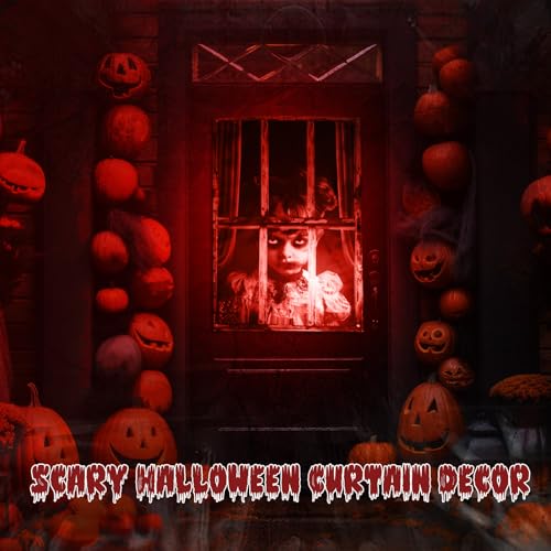 Halloween Ghost Window Decorations with Spotlights - Set of 2, LED Lights Included