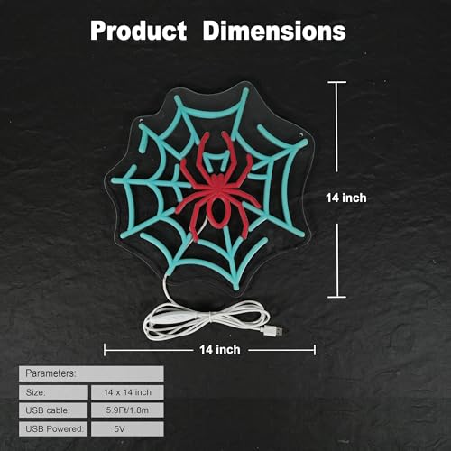 14x14 Inch Spider Neon Sign Art Wall Light for Bar Club Bedroom Hotel Party - Variation of THIS listing