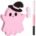 Lovely Pink Ghost Piñata Halloween Party Decoration with Bat Stick & Blindfold - Halloween Piñata Set