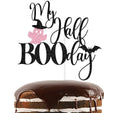 Halloween Half Birthday Cake Topper Pink Glitter Spooky Celebration Decor