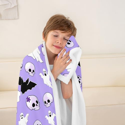 Baby Skeleton Halloween Blanket Cartoon Ghost Spooky Throw 30x40 Inches - Multi 45
