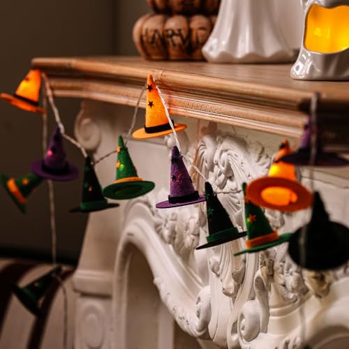 Halloween Witch Hat String Lights - 9.8ft 20 LED Decorative Lights for Party & Home Decor