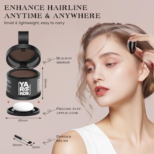 Hairline Shadow Powder - Middle Brown Root Touch Up for Gray Cover & Thinning Hair