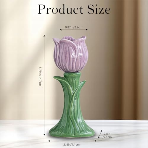 Purple Ceramic Candle Holder for Taper Candles, Incense & Decor