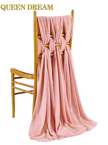 Dusty Rose Chiffon Table Runner - 10Ft Rustic Boho Wedding Decor - QueenDream