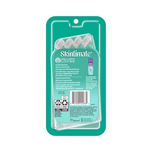 Skintimate 3 Blade Disposable Razor, Sensitive Skin, 4 Count (Pack of 3) - Packaging May Vary