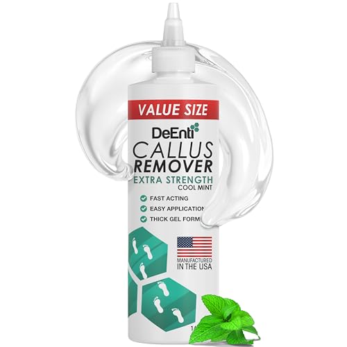 DeEnti Foot Callus Remover Gel - Cool Mint 16oz Extra Strength for Dead Skin & Corn Removal