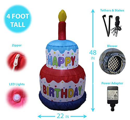 Birthday Party Decorations Bundle with Inflatable Dinosaur & Cake Set